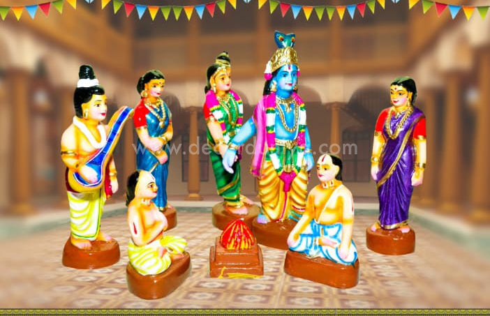 Vaaranam Aayiram Set – Andal Thirukalyanam Complete 12-Scene Clay Golu Doll Set | Decor Duniya Golu Doll | Navaratri Golu Dolls - TKV1