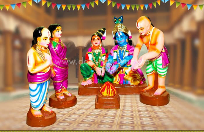 Vaaranam Aayiram Set – Andal Thirukalyanam Complete 12-Scene Clay Golu Doll Set | Decor Duniya Golu Doll | Navaratri Golu Dolls - TKV1