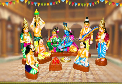 Vaaranam Aayiram Set – Andal Thirukalyanam Complete 12-Scene Clay Golu Doll Set | Decor Duniya Golu Doll | Navaratri Golu Dolls - TKV1
