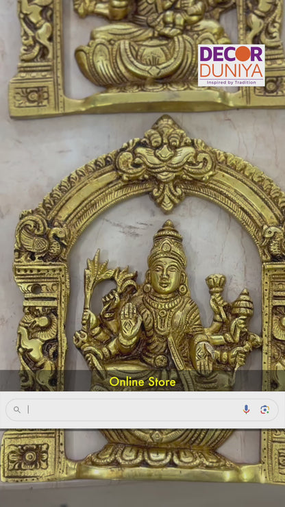 Pure Brass Ashtalakshmi with Prabhavali Frame Wall Art | Superfine Ashtalakshmi Wall Hanging | Ashtalakshmi Wall Art for Home & Temple decor - RJF1